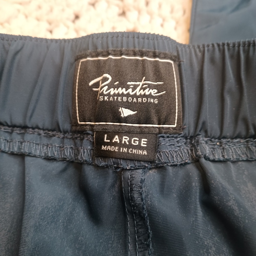 Primitive Skateboarding Nylon Track Pants Navy Red Tapered Joggers L Swooshy Y2K - Picture 4 of 9